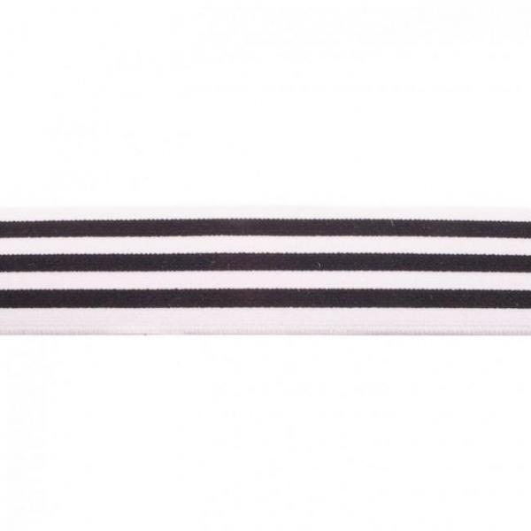 Gummiband Streifen Weiß-Schwarz Breite 4 cm